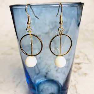 New! Gold Circle Long Drop Dangle Earrings.